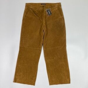 Express Brown Genuine Leather Capri Pants Size 2 NWT
